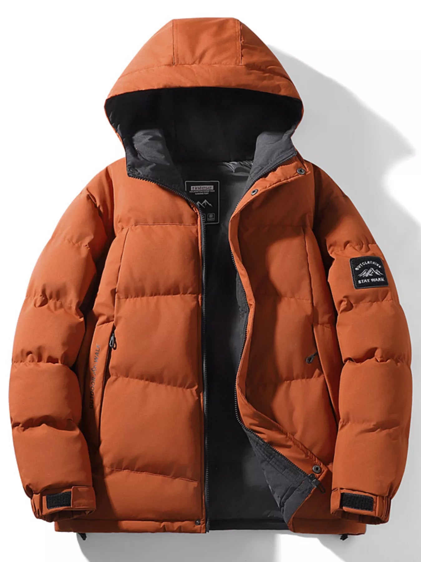 Men's Full Size Outdoor Padded Hooded Puffer Jacket Plus Size