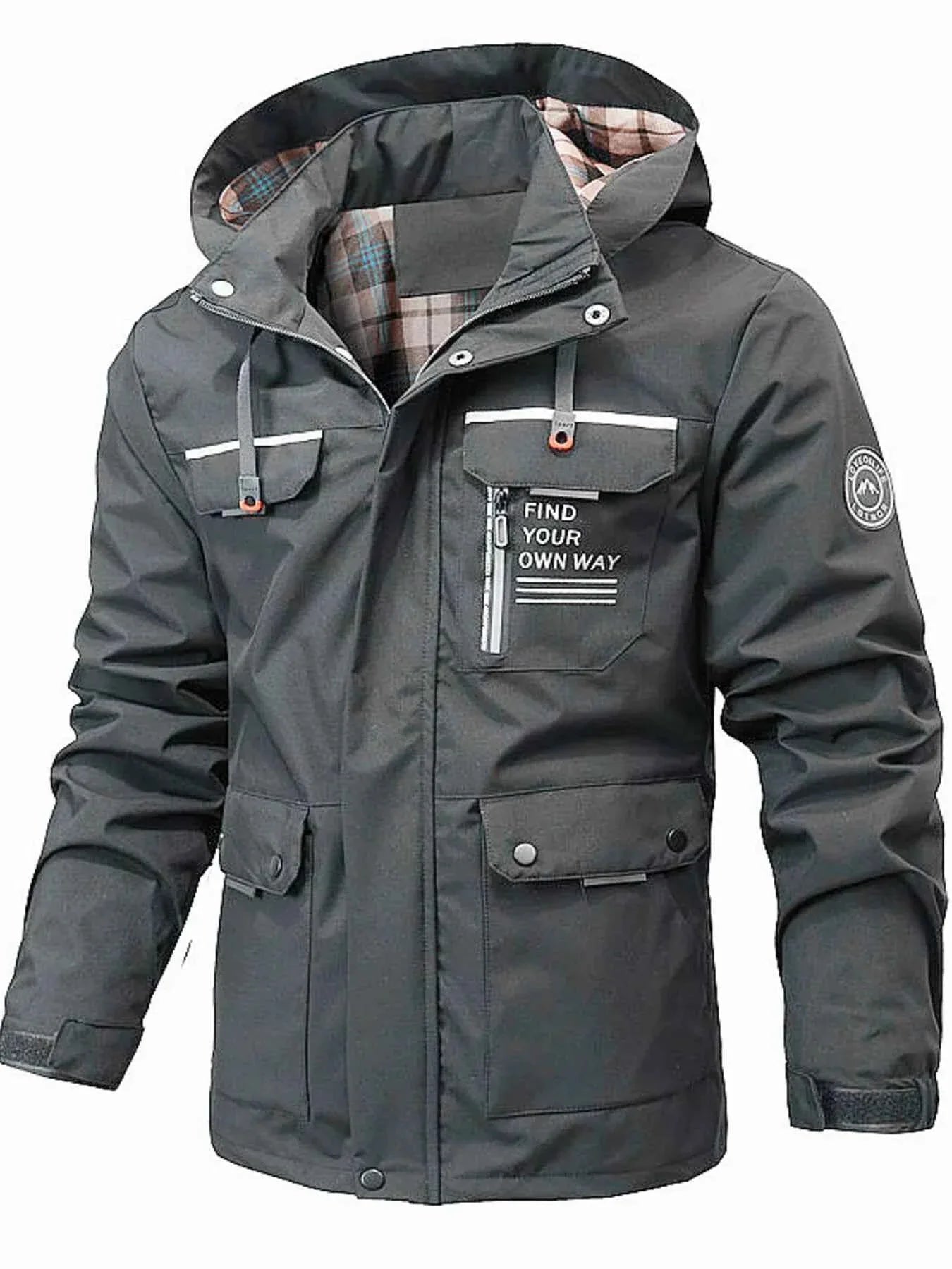 Men's Plus Size Hooded Outdoor Windproof Coat
