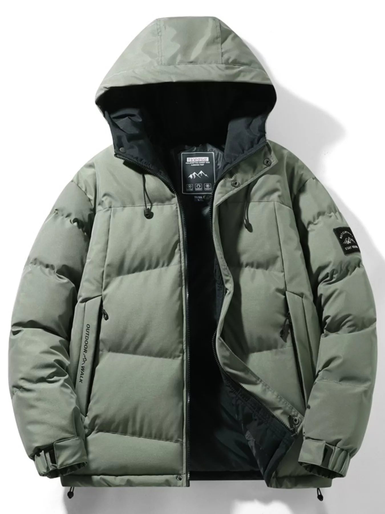 Men's Full Size Outdoor Padded Hooded Puffer Jacket Plus Size